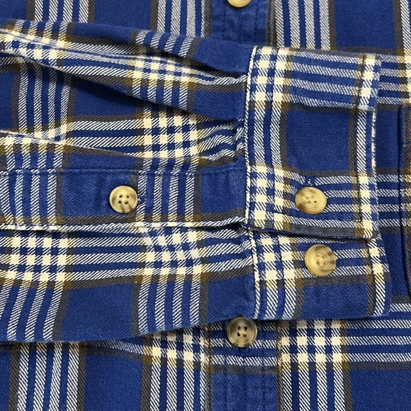 Duluth Trading Co Mens 2XL Blue Plaid Long Sleeve Button Up Flannel Shirt - Picture 10 of 15